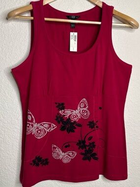 Soma NWT "Memento" Cami Tank Small, Persian Red, Butterfly Floral Print